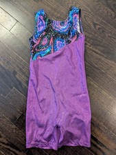 Girls Gymnastics Spandex Leotard Shorts Style Size M Purple by Garland Activewea