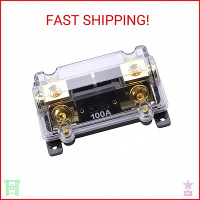 ZOOKOTO 100A Fuse Holder,Car Stereo Audio Inline ANL Fuse Holder 0 2 4 Gauge in
