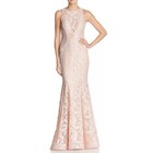 AQUA Lace Mermaid Gown SZ 6 Bridesmaid Prom Dusty Pink Nude Dress