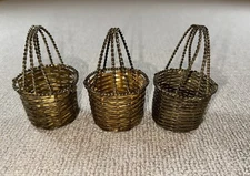 3.8” -2.8” Set [2] Small Vintage Woven Ring Baskets, Small Flower Baskets