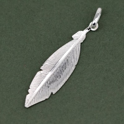 Sterling Silber Feder Anhänger, Boho Charm Halskette, Natur inspiriert Schmuck