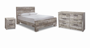 3-Piece Gray Wood Bedroom Set: Bed, Dresser & Nightstand w/ Drawers queen size