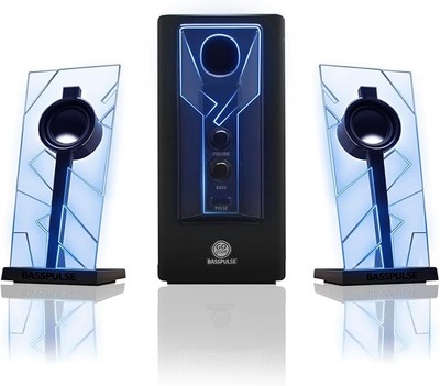 GOgroove BassPULSE 2.1 LED Satelliten Stereo PC Computer Gaming Lautsprecher NEU 