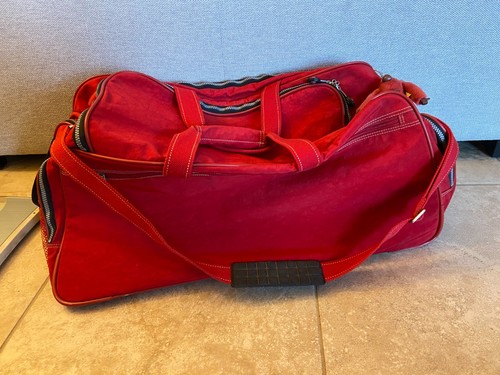 Borsone grande Kipling vintage viaggio Y2K nylon zip cacciatore rosso weekender - Foto 7 di 13