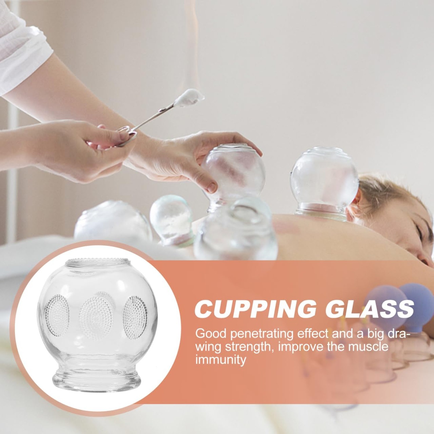 Healifty 6Pcs Cupping Therapy Sets: Glass Fire Thick Glass Cupping Set Chines...