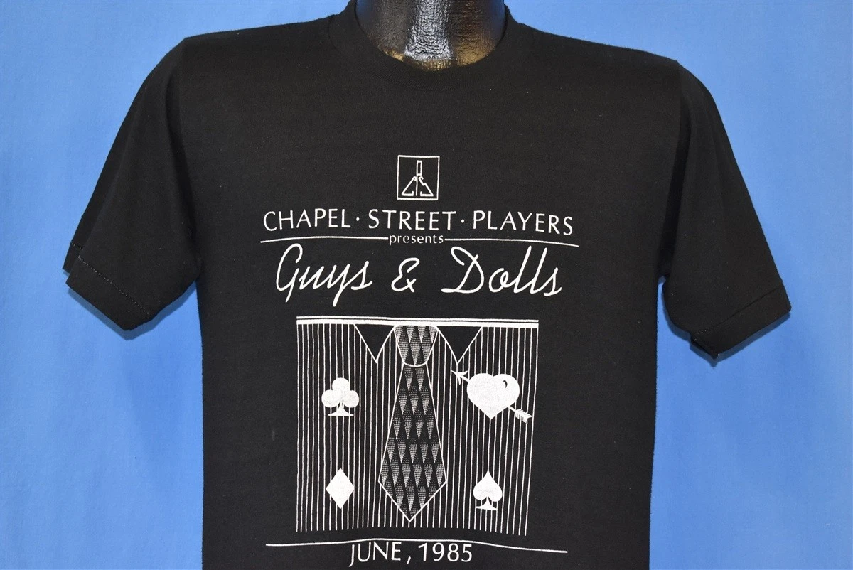 vtg 80s CHAPEL STREET PLAYERS GUYS DOLLS 1985 MUSICAL STRATFORD CT t-shirt M