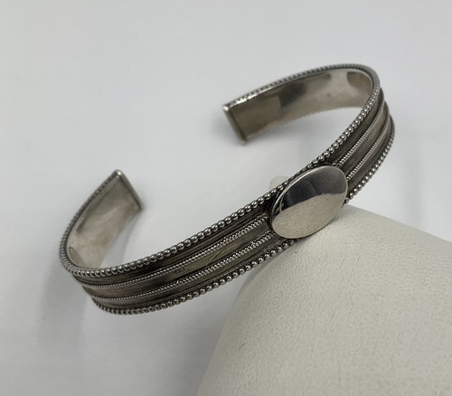 VINTAGE STERLING SILVER 925 SIGNET CUFF BRACELET - Picture 6 of 6