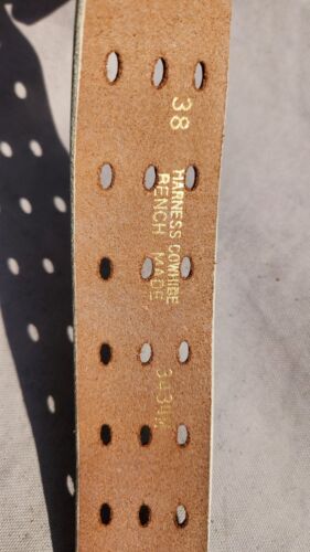 2 VINTAGE LEATHER Buckle BELT SUEDE BLUE WHITE HIPPIE BOHO SOHO NYC EASY RIDER - Picture 7 of 10