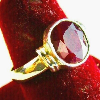 Beautiful 925 St. Silver Ring, with 2 Ct 9x8 mm Oval Shape Ruby, Size P
