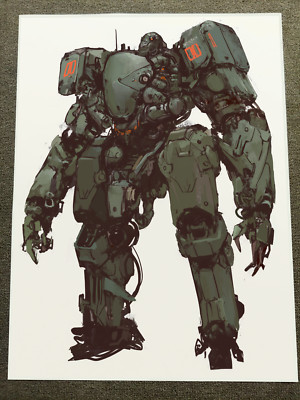 Battle-Ready Mecha - Futuristic Industrial Sci-Fi Art Print 18x24in