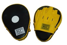 Handpratzen BC Boxing Company , Echtes Leder, 1 Paar Tellerpratzen gelb schwarz