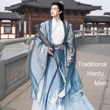Men Hanfu Chinese Traditional Costume Set Chiffon Corset Dress Cosplay Hanfu