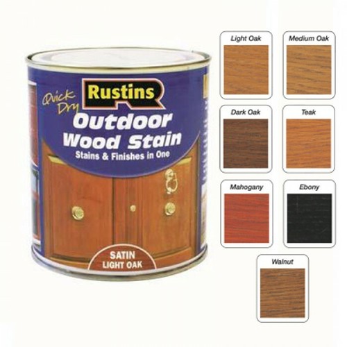 Rustins Quick Dry Outdoor Wood Stain Light Oak Satin Stains Finishes 250ml eBay
