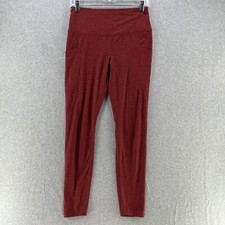 Reebok Womens Yoga Pants Medium M Red 2 Pockets Compression Workout Sports 