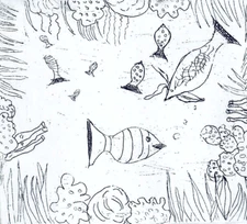 Tranquil Underwater Etching Small 80s Art Tropical Fish Tank Sea Ocean Reef MCM