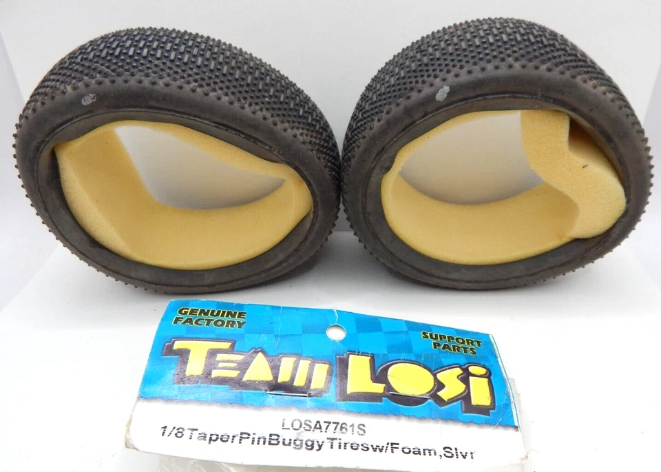 Vtg Team LOSI LOS7761S RC Tires 1/8 Scale Buggy Off Road Taper Pin Silver FOAM - Image 4 of 4