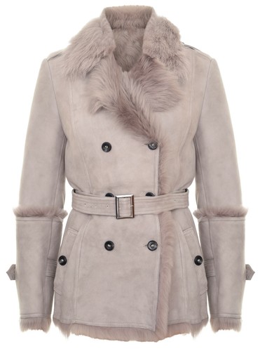 Women's Grey Sheepskin Coat Toscana 