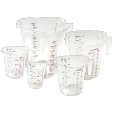 Measuring Cup with Color Graduations Tapered Open Handle Polycarbonate 5 Pcs