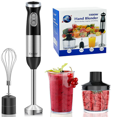 Stabmixer Mixer 1000W Zerkleinerer Rührschüssel Schneebesen & Becherglas Edelstahl