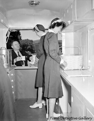 Women Working in Red Cross Canteen Food Truck - 1942 - Vintage Photo Print