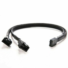 All Black Sleeved PWM Fan Splitter Cable 1 to 2 Converter, 2 Pack