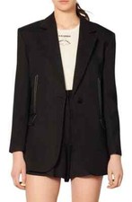 Sandro Alexi Blazer Single Breasted White Stitch Size 38