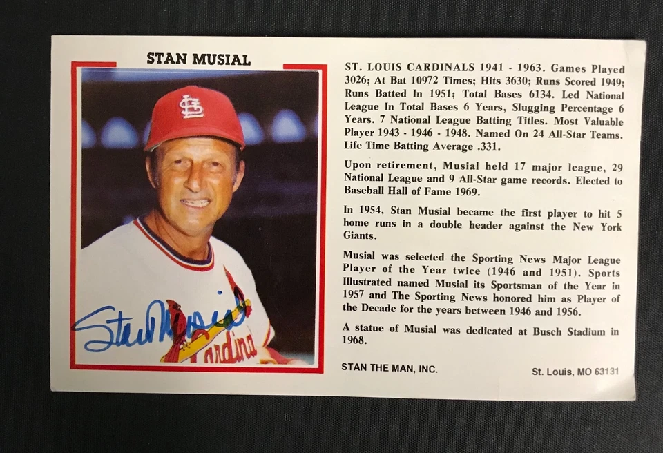 Stan Musial Signed Color Print Card JSA Certified MLB St. Louis Cardinals HOF! - Image 3 of 4