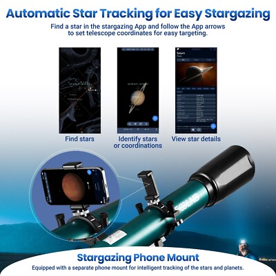 ESSLNB 80mm Telescope For Stargazing Beginners - Professional Astronomy Scope With Phone Adapter & App