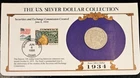 1934 D Peace Silver Dollar US Postal Commemorative Stamp Set, Rare 25/10c Stamps