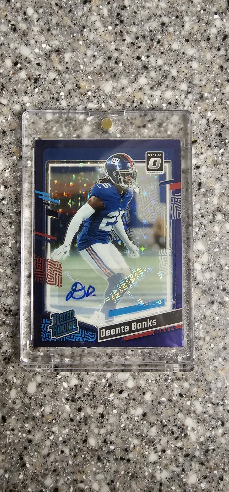 Deonte Banks #/50 Purple Stars Prizm Auto Rated Rookie 2023 Optic FOTL Giants RC