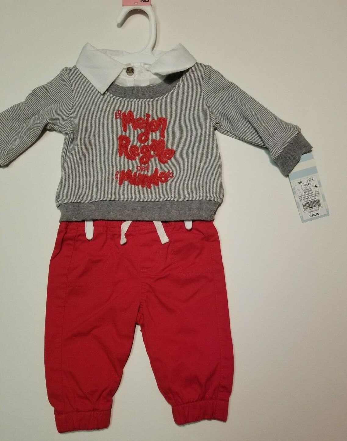 Cat And Jack Baby Boy Infant 2 Piece Outfit "MEJOR REGALO MUNDO” NB 0
