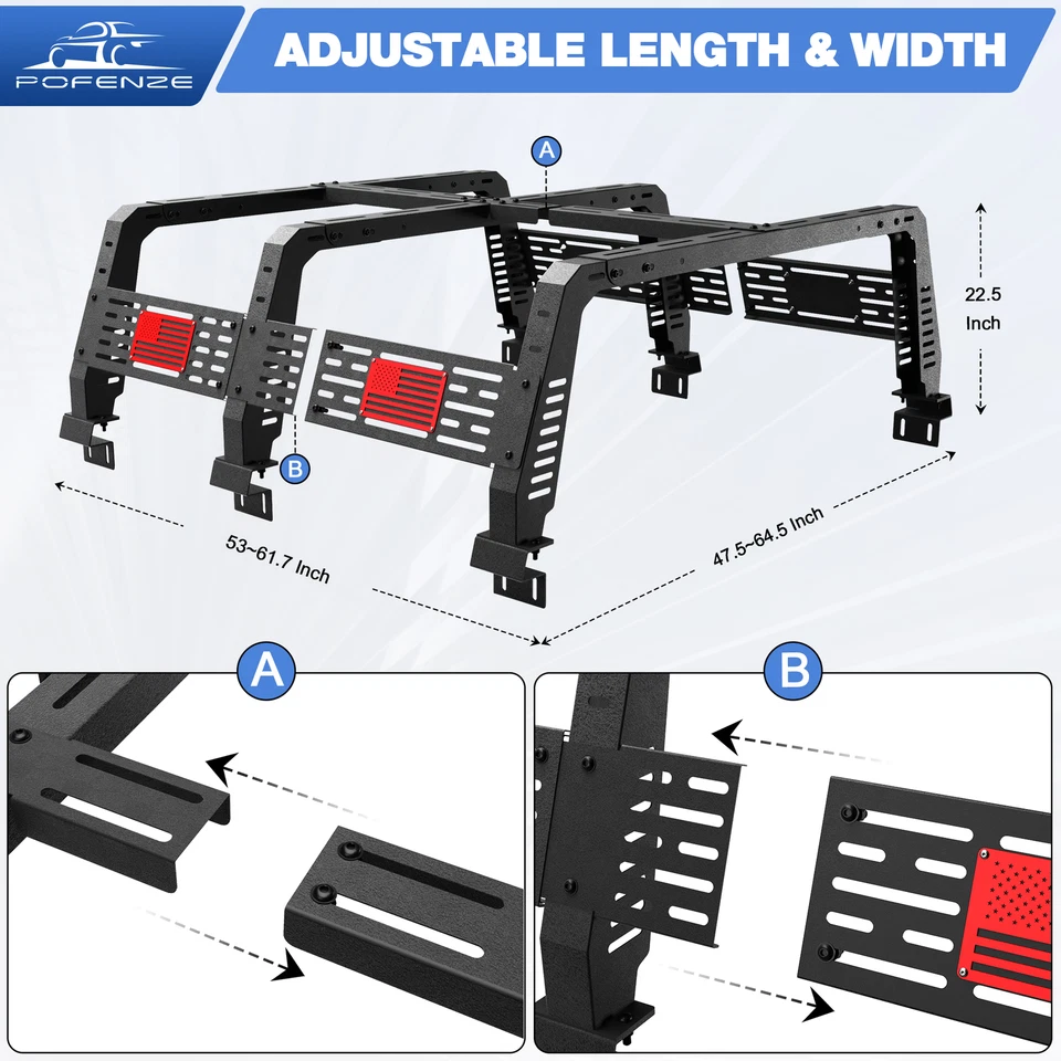 For Ford F-150 / Ram 1500 /Silverado 1500 /Sierra 1500 Overland Bed Cargo Rack - Изображение 3 из 4