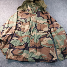Vintage US Army M65 Field Jacket Woodland Camo Men's Small Reg with M1951 Hood
