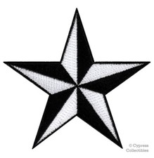 BLACK WHITE NAUTICAL STAR IRON-ON PATCH embroidered NAVY VET TEXAS FLAG EMBLEM