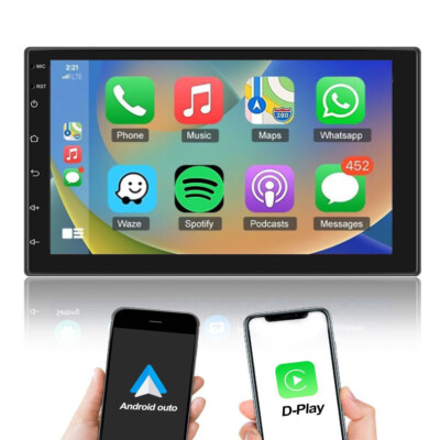 Double Din 7  Car Stereo Touch Screen Car Radio Apple CarPlay Android Auto BT FM