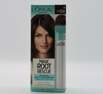 3 Pack L'Oreal Paris Magic Root Rescue 4 Dark Brown Shades Hair Color Kit 10min