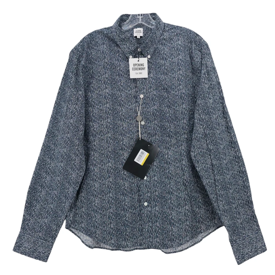 NWT OPENING CEREMONY Long Sleeve Button Down Shirt Multi Black Pattern Men's XL - Image 3 of 4
