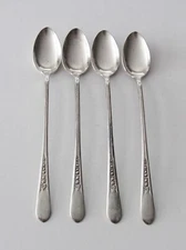 Wm Rogers Mfg PRISCILLA - LADY ANN Silverplate 4 ICED TEA SPOONS Flatware