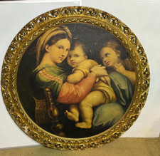 LARGE Antique Ornate Gold Wood Carved Framed ...