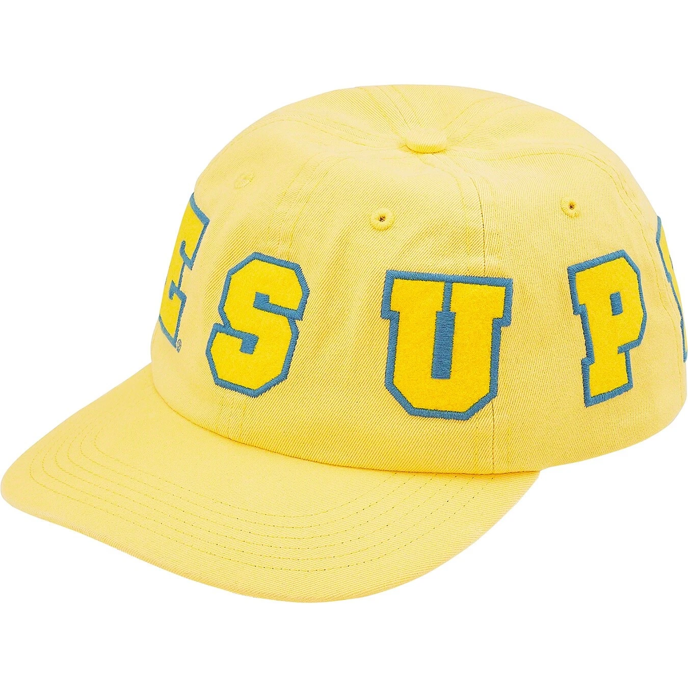 casquette épelée suprême / jaune neuve. 100% authentique direct du suprême.
