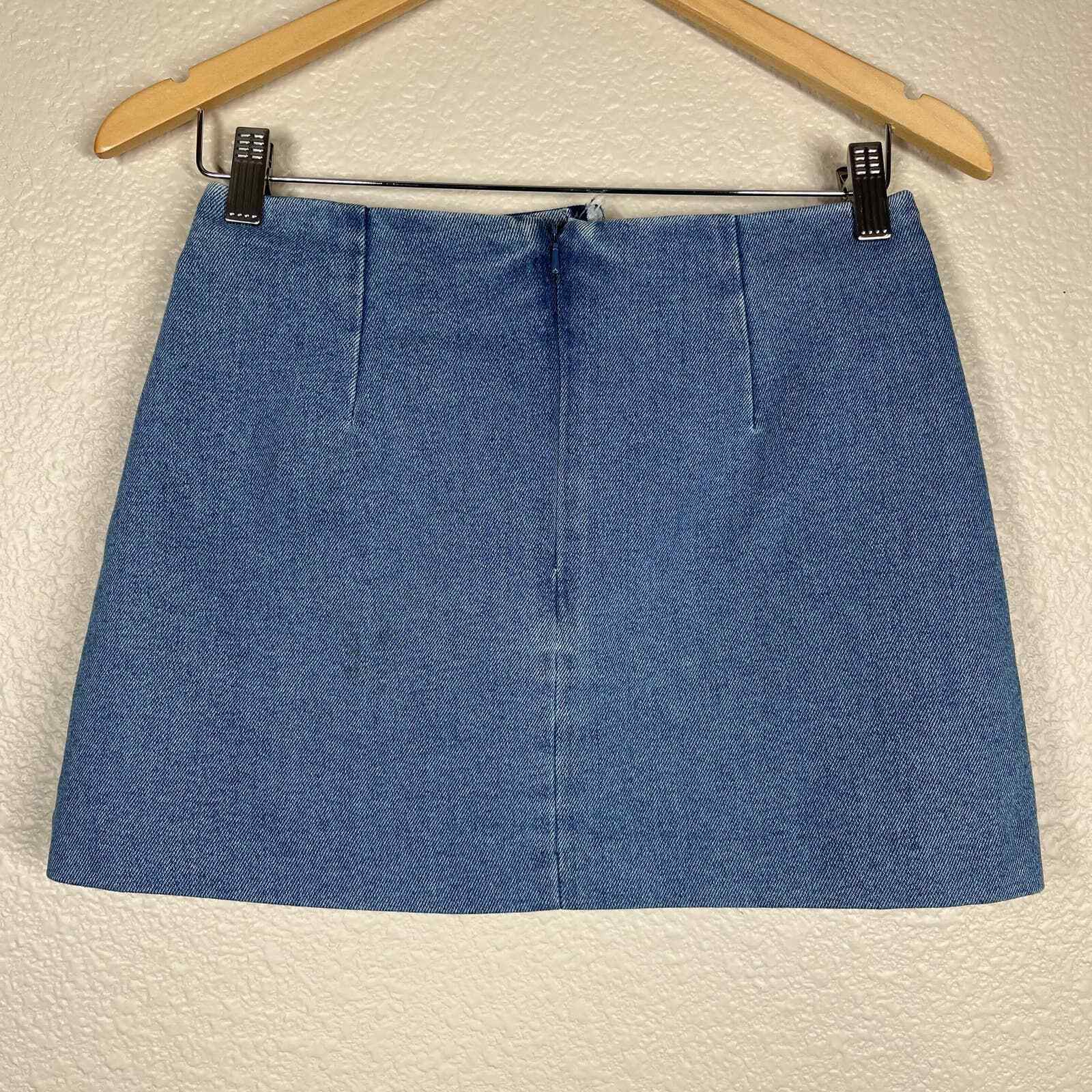 Zara Denim Mini Skirt Ruffle Detail Women’s Size XS Gem