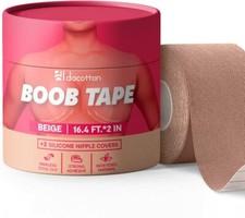 Breathable Boob Tape with 2 Reusable Nipple Covers Self Adhesive Breast Lift