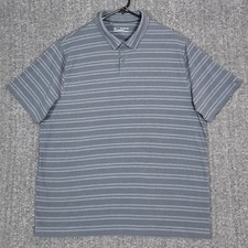 Under Armour Polo Shirt Mens 2XL Gray Stripe Short Sleeve Golf Loose Heatgear