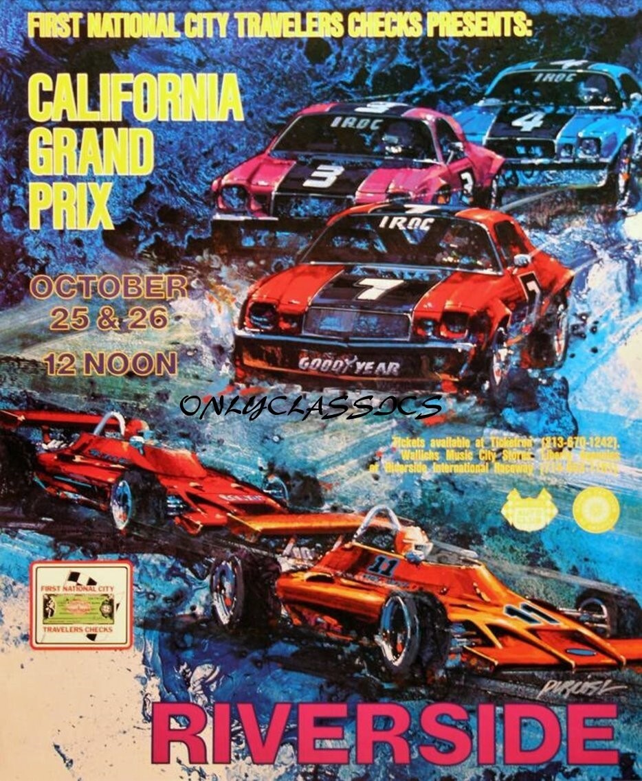 1977 CALIFORNIA GRAND PRIX, RIVERSIDE 12X15 POSTER CHEV IROC