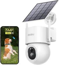 AOSU Security Cameras Wireless Outdoor - 3K/5MP Solar Powered 400-Lumen Spotligh