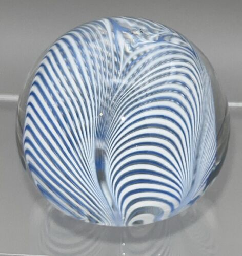 Glass Paperweight Marked Cambridge Glass Making 1981 Blue 6cm tall English Retro - Picture 2 of 11