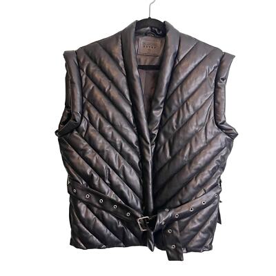 Blank NYC Black Belted Vegan Leather Under The Radar Quilted Vest Small NWT