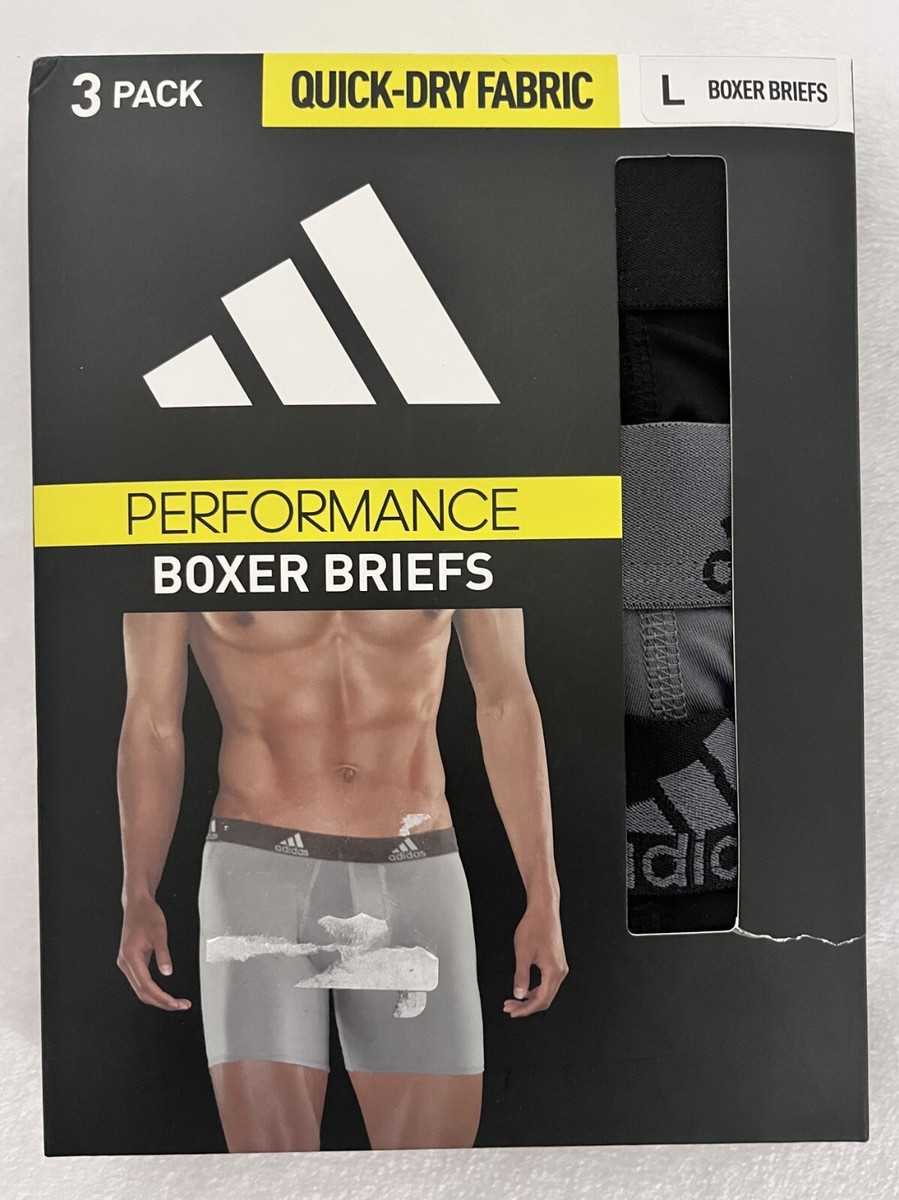ADIDAS Men's $34 Performance underwear 3-Pack Boxer Brief blk-onix