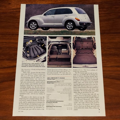 CHRYSLER 2001 PT CRUISER MAGAZINE ARTICLE CAR AND DRIVER RADICALLY DESIGNED - Picture 3 of 4