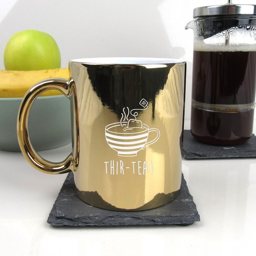 Engraved Square Glass Coaster THIR-TEA Design 30th Birthday Gift Brother Son - Picture 4 of 18